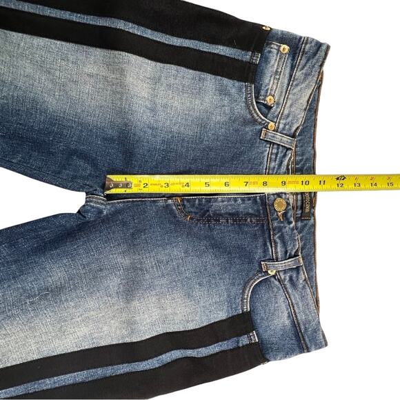 Roberto Cavalli Womens Italian Double Tuxedo Striped Jeans XL Kick Flared Italy - Picture 9 of 16